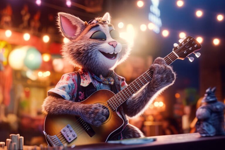 ai generated, cat, guitar